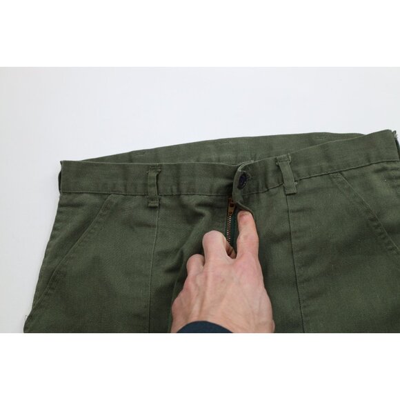 Vtg 60s Sweet Orr Mens 30x32 Distressed Union Made Military Utility Pants Green - Picture 9 of 16